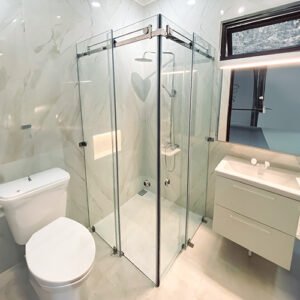 Pintu Shower Sliding, partisi kaca kamar mandi