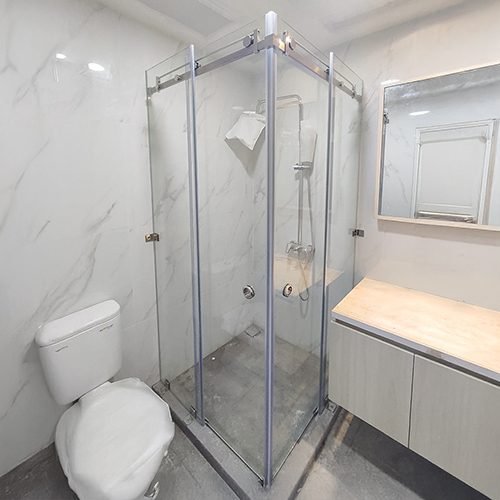 Pintu Kaca Shower Sliding, partisi kaca kamar mandi