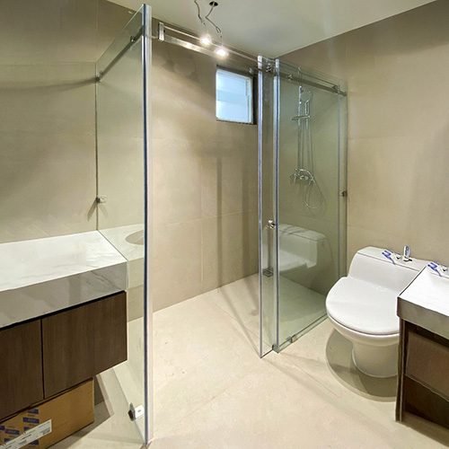 Pintu Kaca Shower Sliding, partisi kaca kamar mandi