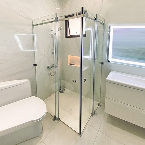 Pintu Kamar Mandi Sliding Kaca, partisi kaca kamar mandi